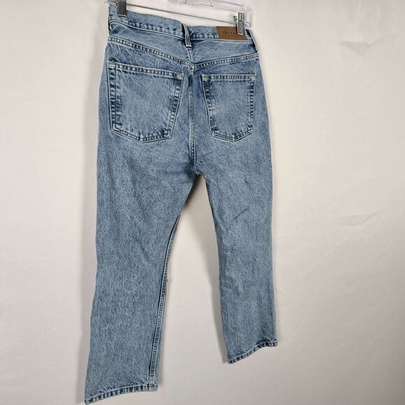 Topshop Blue Jeans Women's 28 Straight Leg Relaxed Distressed Button Fly - Picture 14 of 16